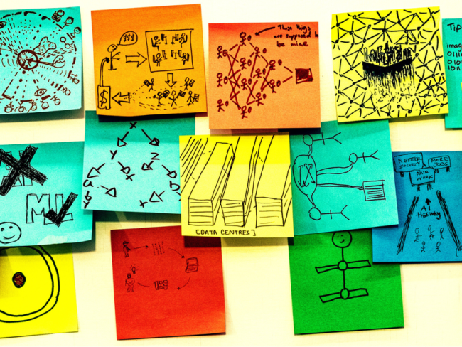 Post It Notes with AI scribbles